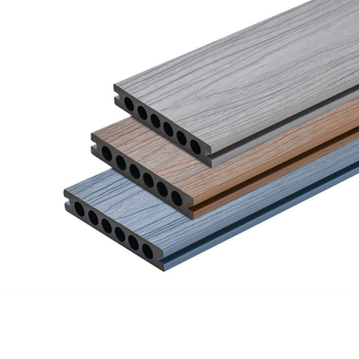 কেনা জলরোধী আউটডোর প্লাস্টিক কাঠের তক্তা 140x23mm WPC বাহ্যিক প্যানেল সজ্জা ডেকিং ফ্লোরিং উপাদান অনলাইন উত্পাদন