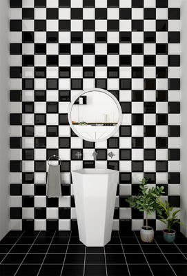 কেনা বাথরুমের জন্য কালো সাদা ১৫২x১৫২মিমি চকচকে সিরামিক ওয়াল টাইলস অনলাইন উত্পাদন