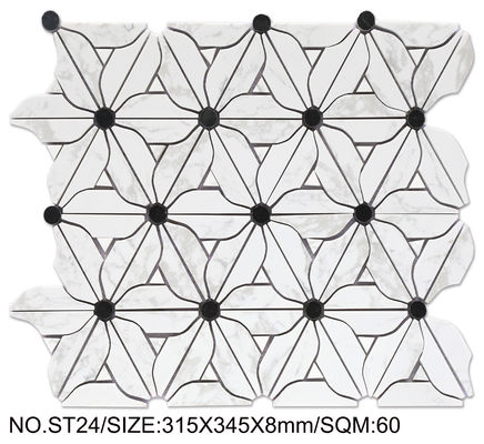 কেনা ফুলের শোভা 315x345 মিমি প্রাকৃতিক পাথরের মোজাইক ডাইনিং রুম এবং সংস্কারের জন্য অনলাইন উত্পাদন