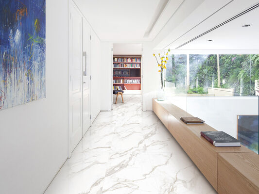 কেনা Firebrick এবং টেকসই ইনডোর মেঝে Calacatta 600x1200mm রান্নাঘর এবং প্রকল্পের জন্য রেপ্লিকা গ্লাসযুক্ত পোরসেলিন টাইলস অনলাইন উত্পাদন