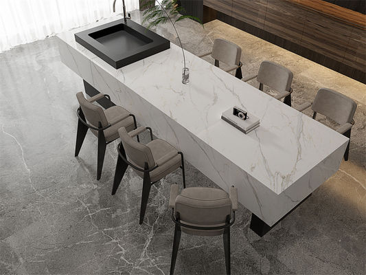 অ-স্লিপ পোলিশ সিন্টারড স্টোন স্ল্যাব 1420x2700mm সাদা