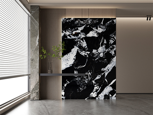 অফিসের দেয়ালের জন্য 1600x3200 মিমি কালো ম্যাট সিন্টারড স্টোন স্ল্যাব