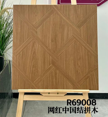 ব্রাউন 60x60 সেমি কাঠের সিরামিক টাইলস এবং ইনডোর মেঝে টাইলস বেডরুম ডিজাইনের জন্য