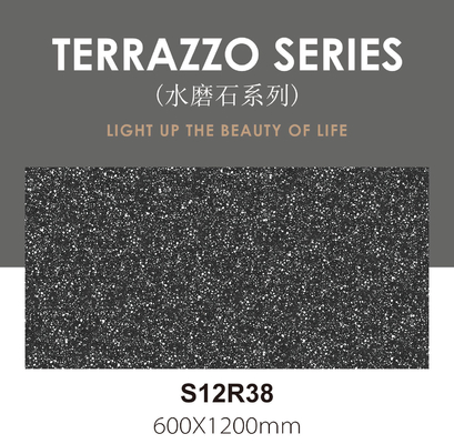 অ্যান্টিব্যাকটেরিয়াল 600x1200mm গাঢ় ধূসর Terrazzo ইনডোর মেঝে শিশুর মুখ ভিনটেজ ডাইনিং রুমের জন্য পোরসেলিন টাইলস