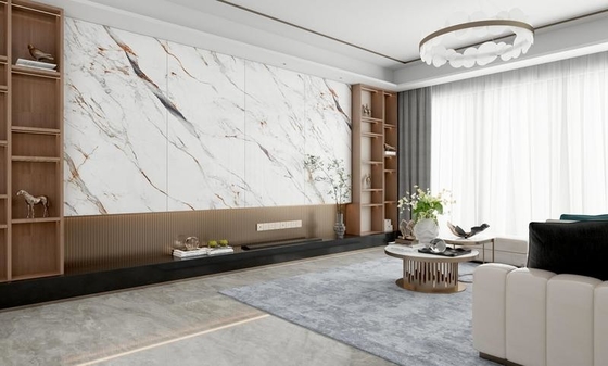 ক্যারারা পোলিশ গ্লাসড পোরসেলিন টাইলস 900x1800x9mm এবং গ্রেড AAA অভ্যন্তরীণ মেঝে এবং দেয়াল টাইলস ব্যালকনি এবং অফিসের জন্য সোনার এবং সাদা
