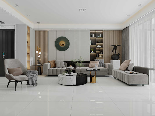 হালকা ধূসর ৮০০x৮০০মিমি পালিশ করা চকচকে চীনামাটির মেঝে টাইলস