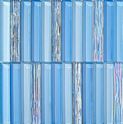 হোটেল এবং প্রকল্পের জন্য আলংকারিক 300x300mm নীল কাঁচের মোজাইক, পরিধান-প্রতিরোধী