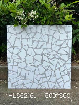 ধূসর অত্যাশ্চর্য 600x600 মিমি ইনডোর মেঝে টেরাজো সিরামিক টাইলস বাথরুম এবং ব্যালকনি জন্য