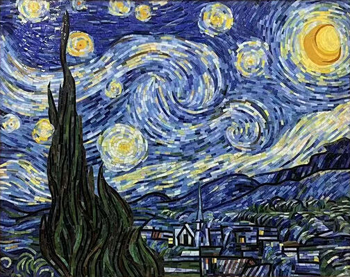 অফিস এবং বাথরুমের জন্য নীল অত্যাশ্চর্য আর্ট ওয়াল গ্লাস মোজাইক