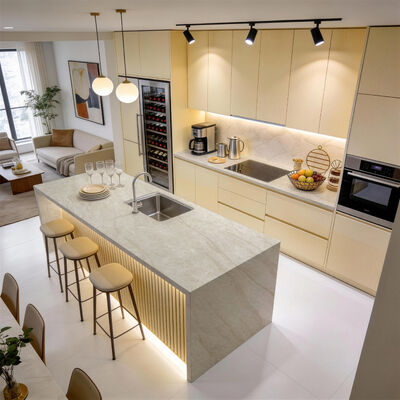 Eco-friendly and Elegant Beige 1600x3200x12mm Polished Sintered Stone Slab AAA Grade for Rebuilding
