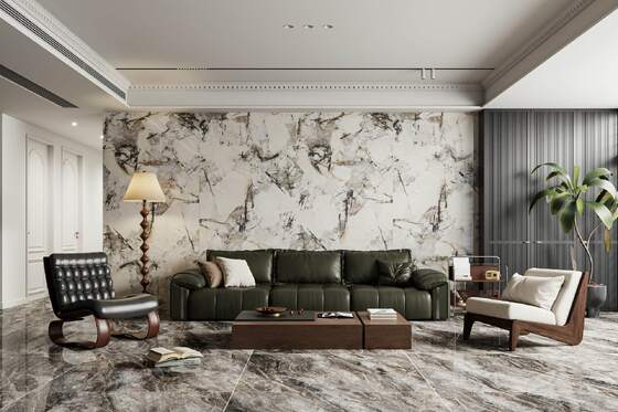 Moisture-proof and Eco-friendly Beige and Gray 1600x3200mm Thickness 12mm Marble Wall Polished Sintered Stone Slab for Renovation
