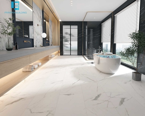 Spc Carrara Marble Vinyl Flooring Antislip Interlocking-এ ক্লিক করুন