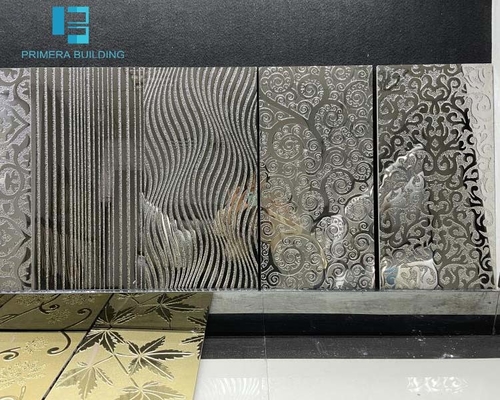 300x600mm 3D সিরামিক টাইল পালিশ করা গোল্ড লাইন ওয়াল সজ্জা সহ