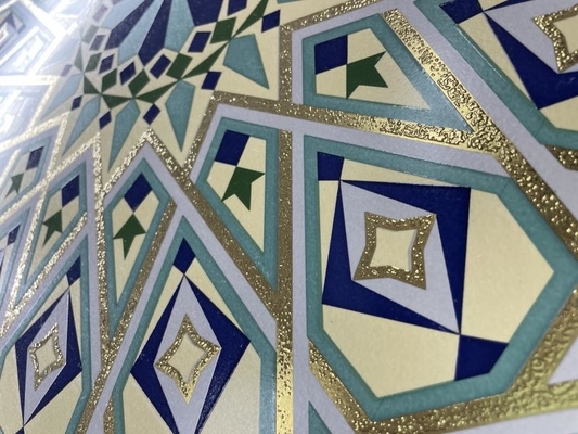 60x60cm ফ্লাওয়ার গোল্ড কালার ফ্লোর টাইলস গ্লাসড সারফেস কালারফুল প্রোজেক্ট বিল্ডিংয়ের জন্য